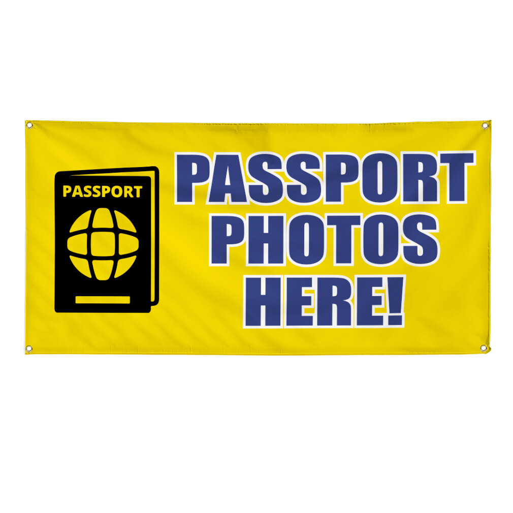 Vinyl Banner Multiple Sizes Passport Photos Here! Advertising Printing Outdoor