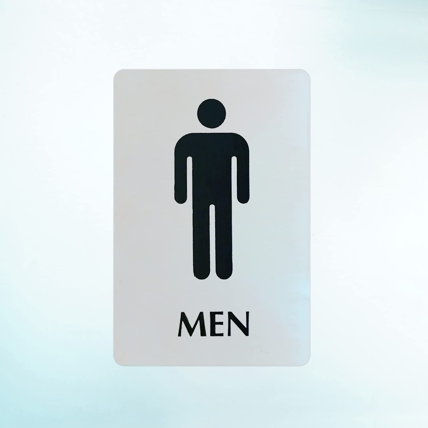 Mens Restroom Sign 6×9 Inch Stainless Steel Metal Engraved Silver Black