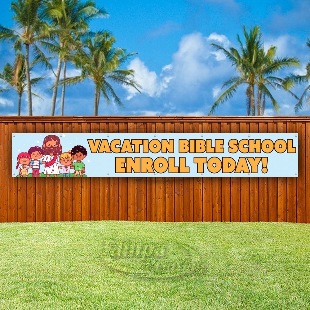 VACATION BIBLE SCHOOL Advertising Kids Vinyl Banner Flag Sign USA XL01920