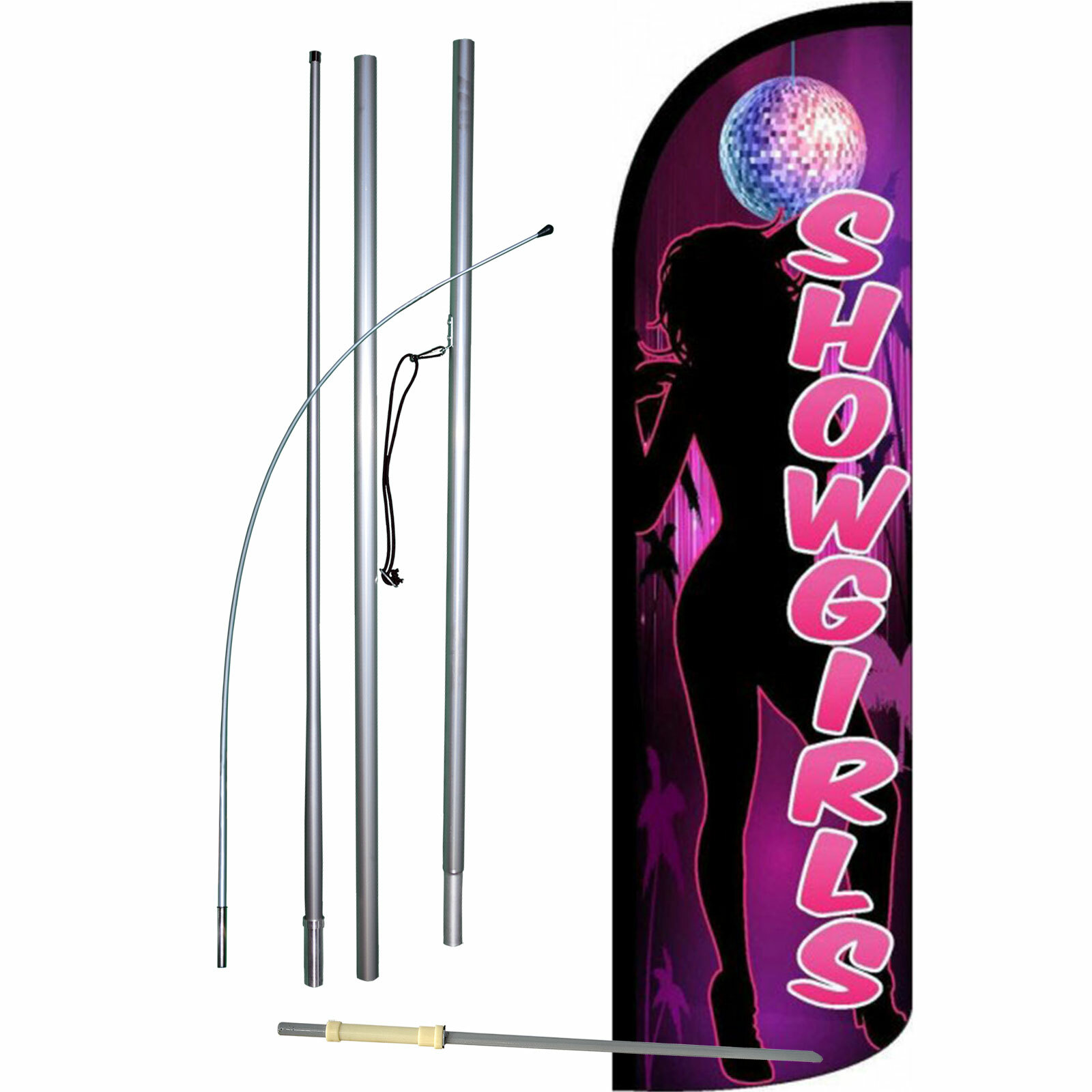 Show Girls Flag Flutter Feather Banner Swooper Extra Wide Windless Bundle Kit