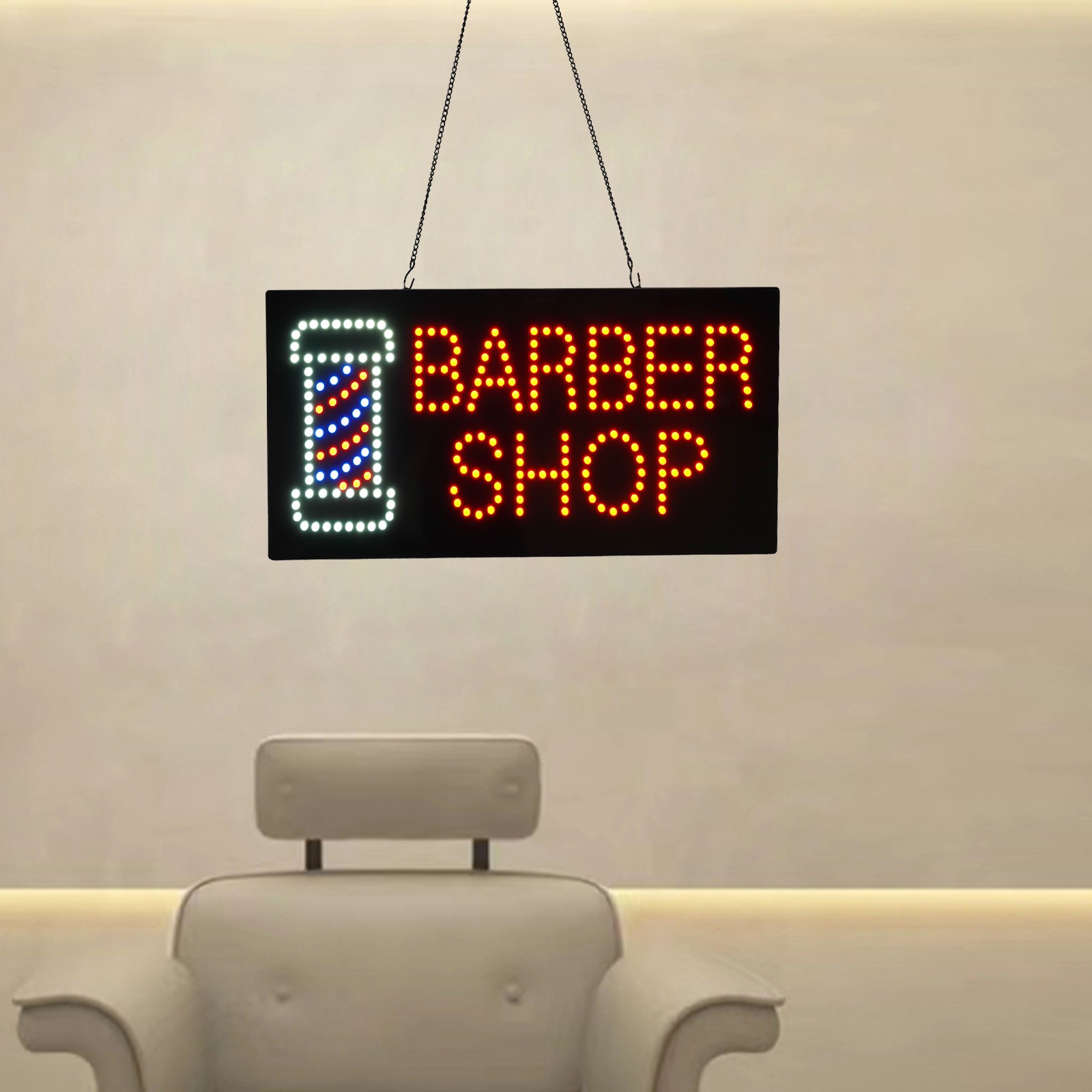 60*30cm Barber Sign Haircut Shop Hanging Up Mount LED Light Sign Hair Salon 18W