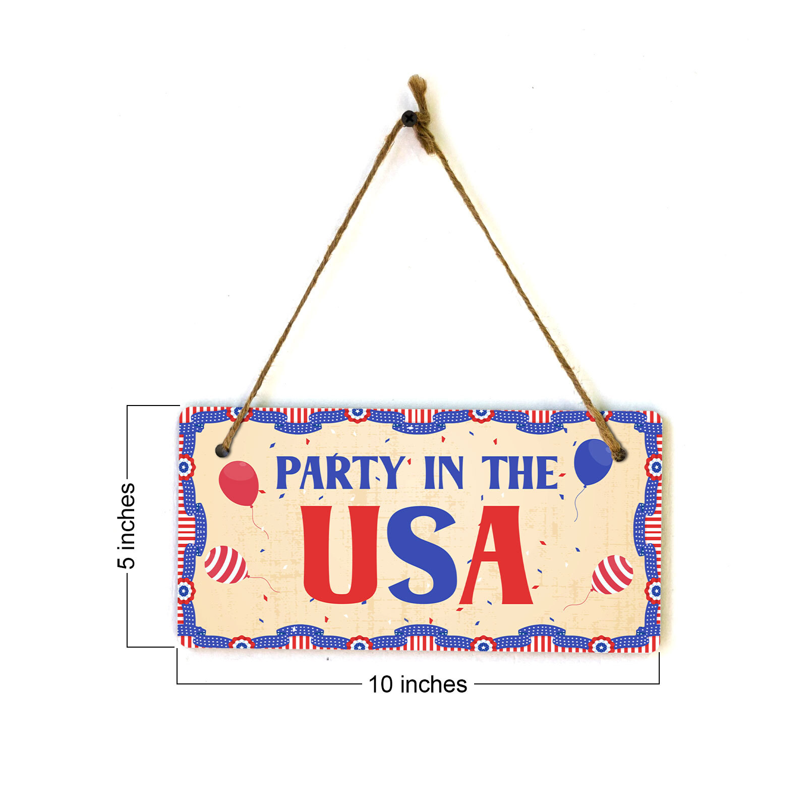 Party In The USA 5×10 Hanging Plus Wall or Door Sign | USA Home Decor