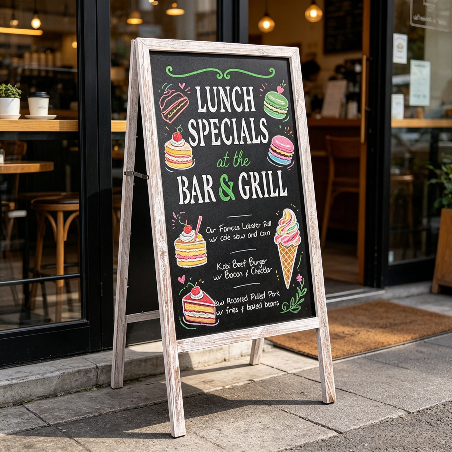 Free Standing Magnetic Chalkboard Solid Sidewalk Sign Display Board Outdoor Deco