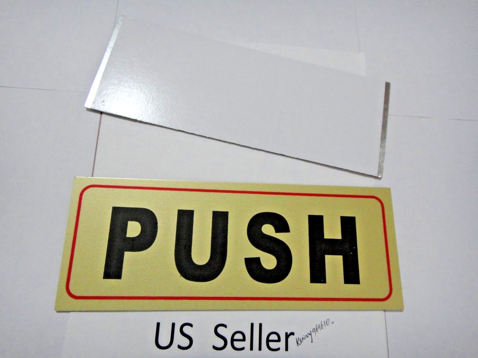 2 Pcs Gold & Black “PULL & PUSH ” Sign 3.75 x 9.5 inch decal/sticker US Seller