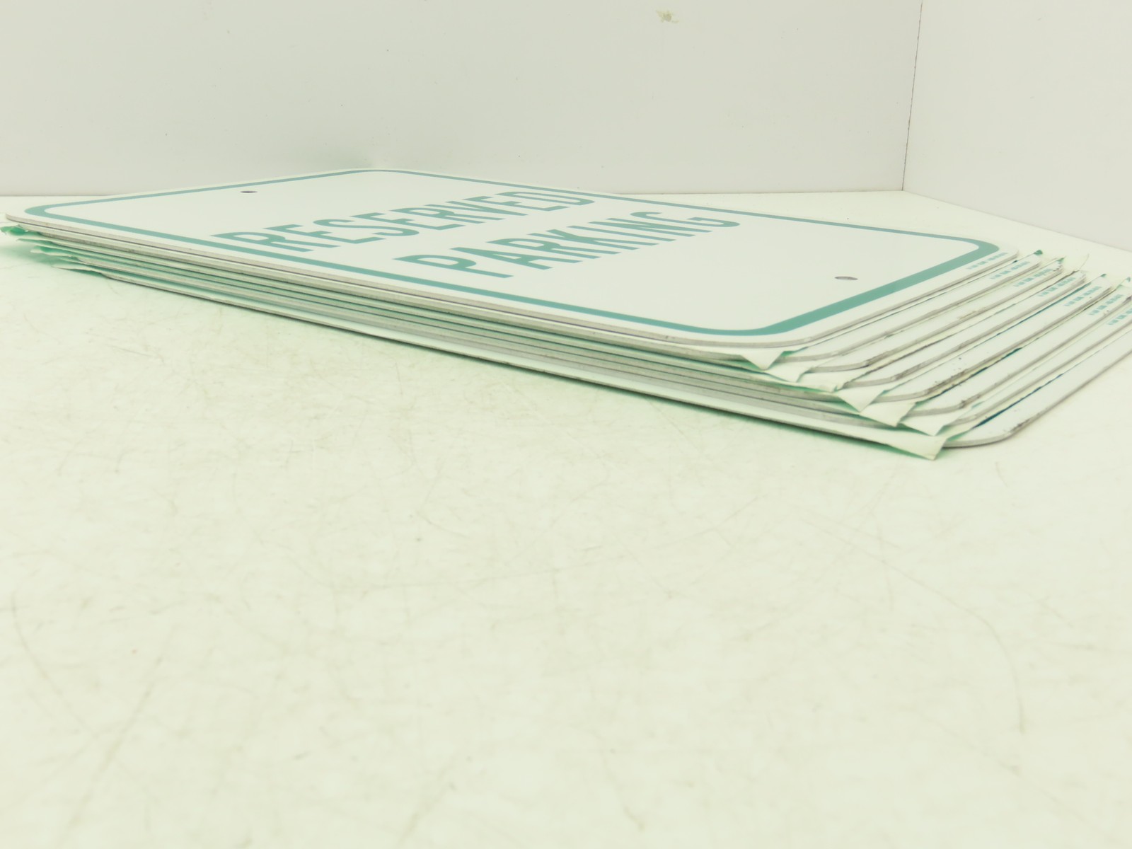 Uline H-1659-SIGN Reserved Parking Sign Green 12 x 18″ Aluminum Lot of 8