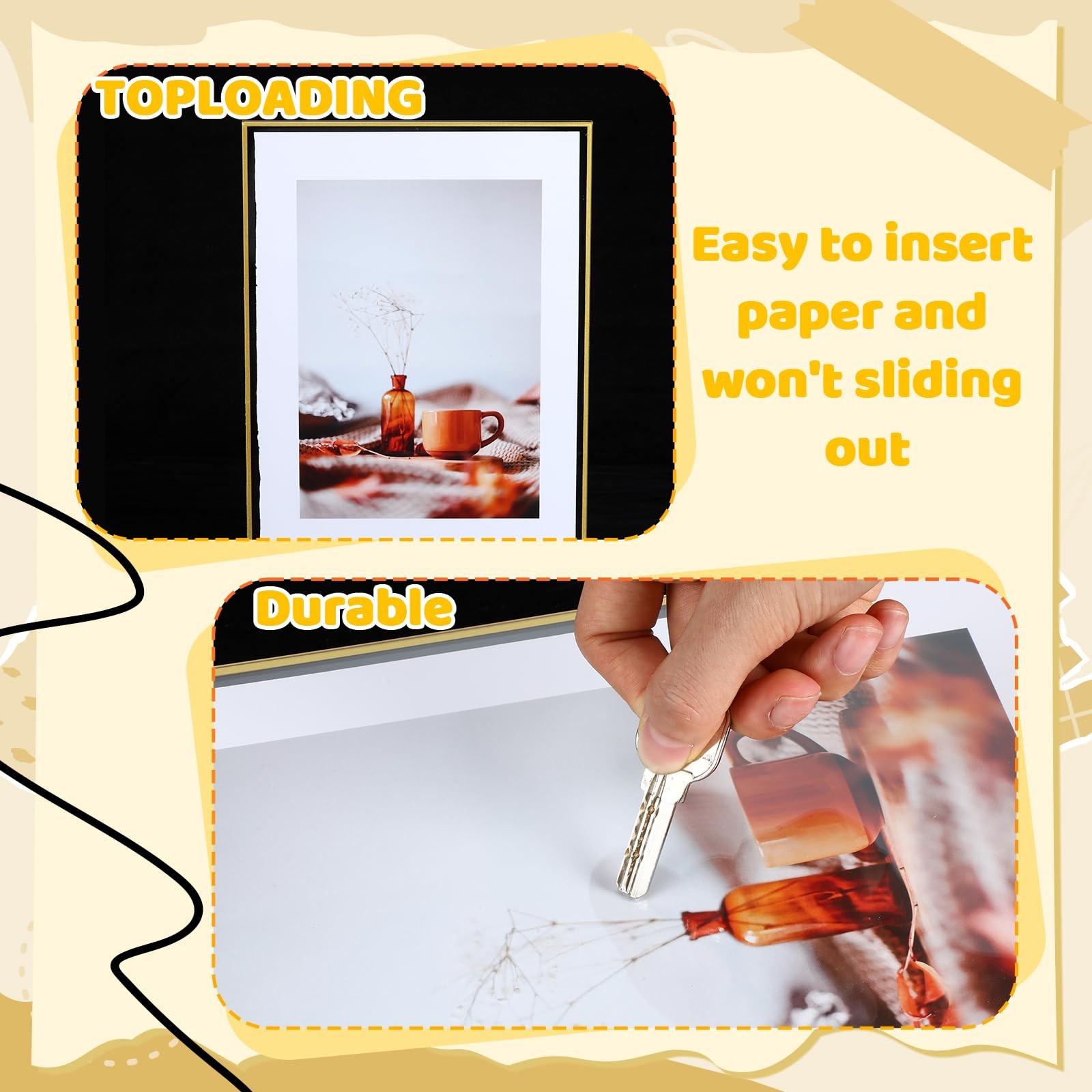 Otoolling 3 Pack 8.5 x 11 Inch Acrylic Sign Holders with 2 Business Card gold