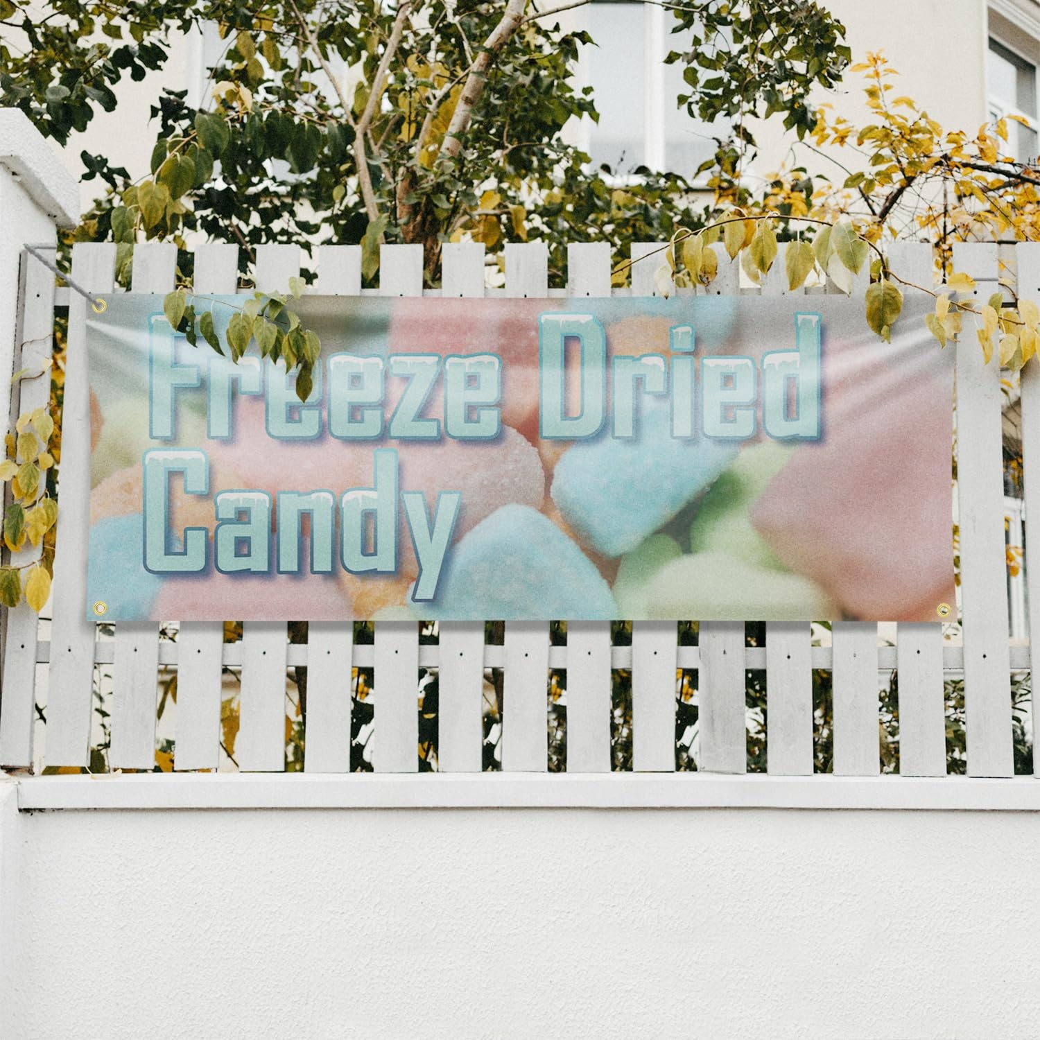 Signmission Freeze Dried Candy Banner Sign 18 X 48 13 Oz Vinyl Metal