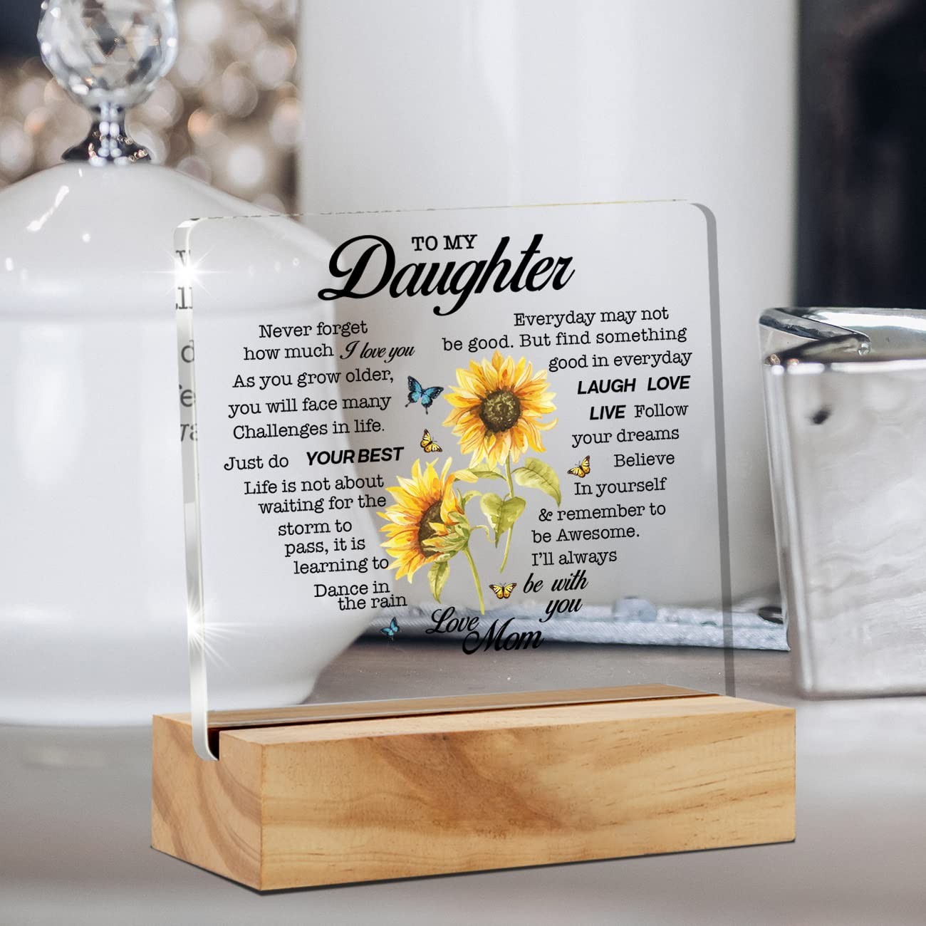 Daughter Gift Daughter Gifts From Mom, Daughter I Love You Desk Decor Floral …