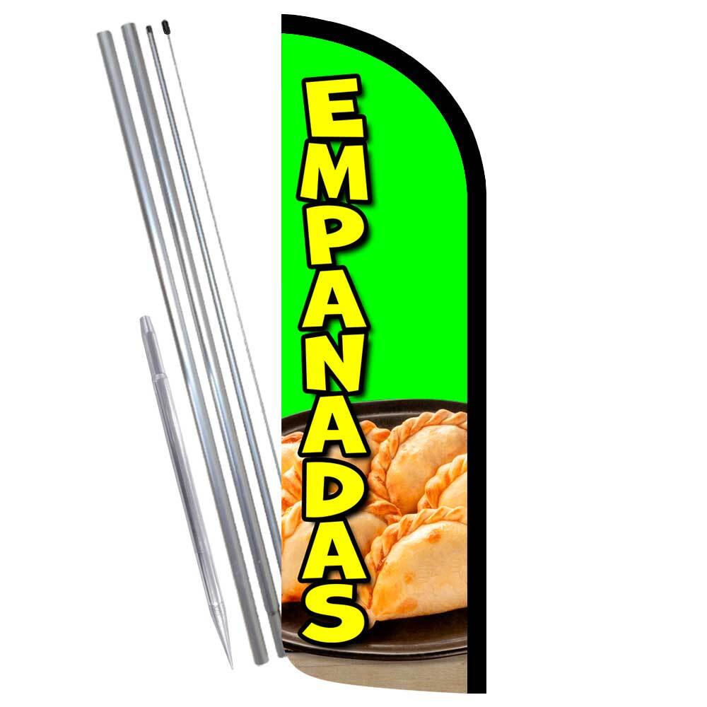 Empanadas Premium Windless Feather Flag Bundle (Complete Kit) OR Optional Replac