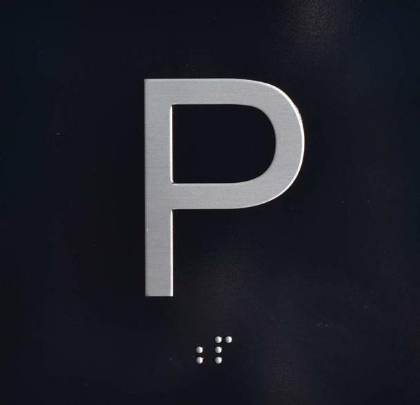 P Elevator Jamb Plate Sign (Parking) with Braille and Raised Number..REF24-1027