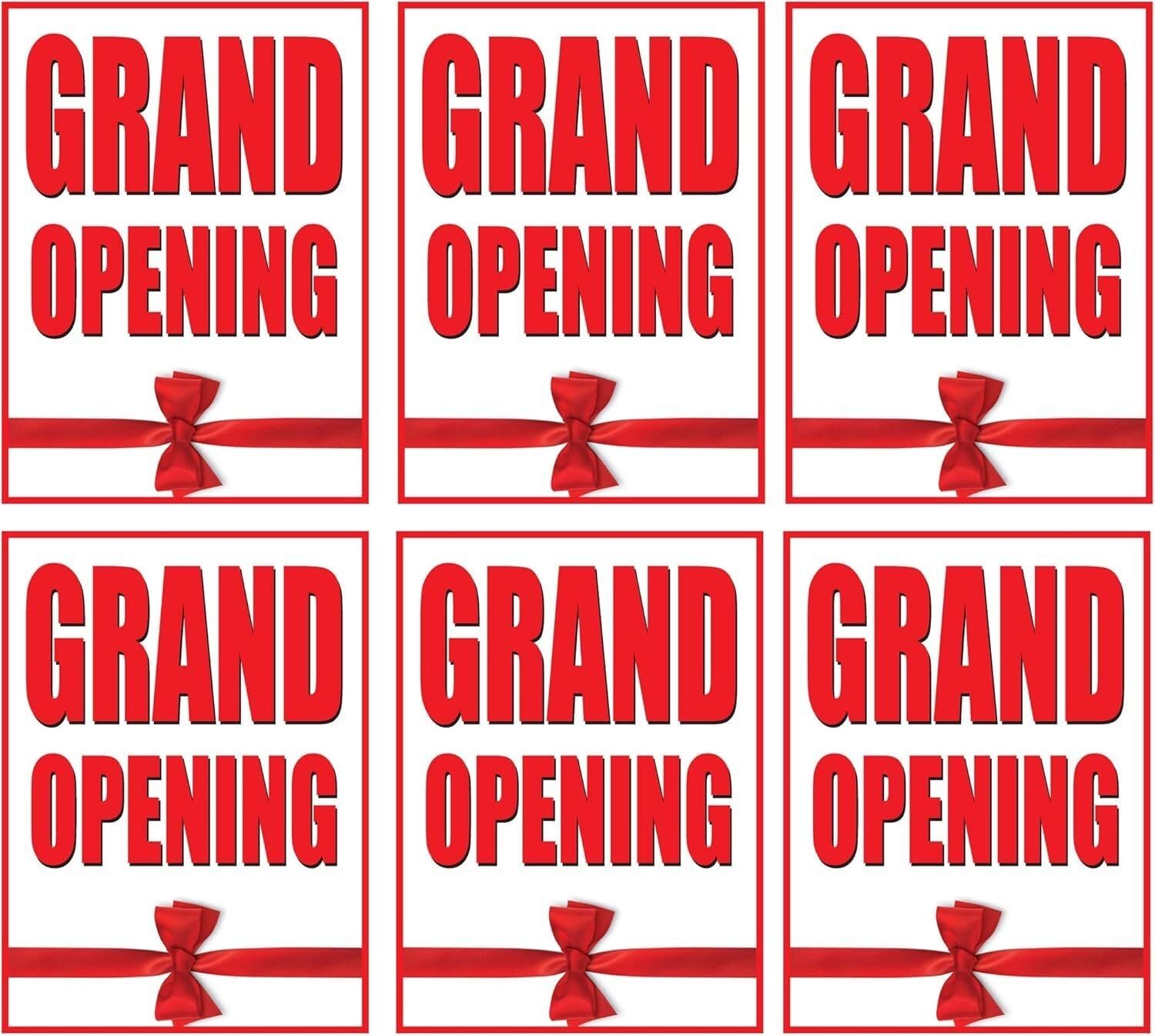 Grand Opening Retail Window Display Paper Signs | Pack of 6 | 18″w x 24″h