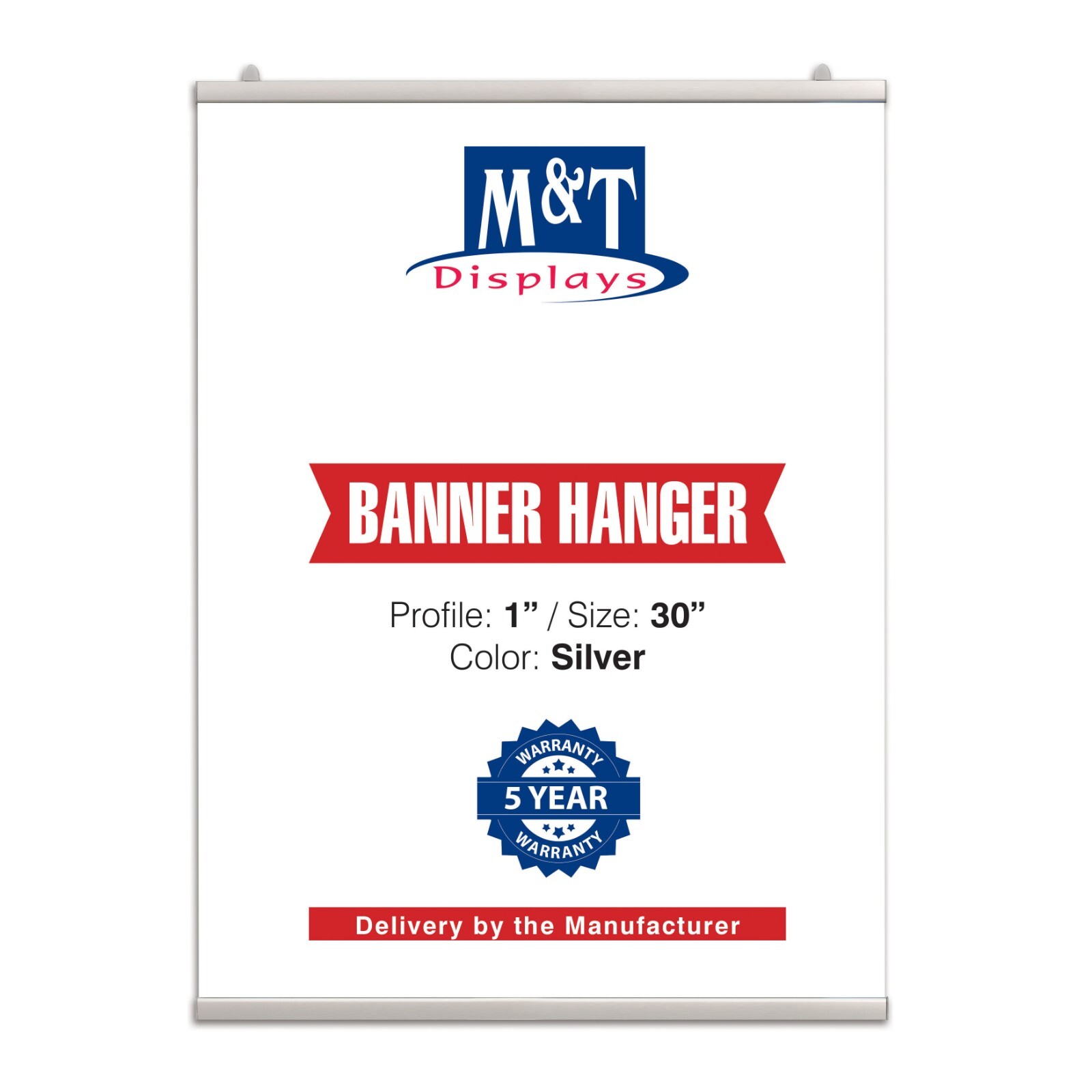 Newage Snap Poster Banner Clamp 30″ Silver Aluminum Double Sided Sign Holder