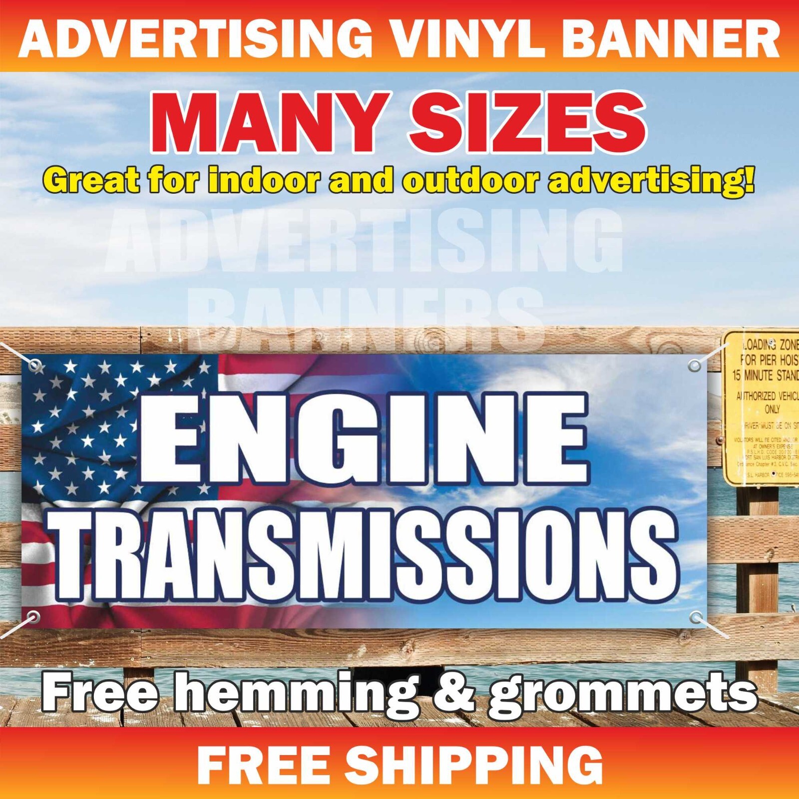 ENGINE TRANSMISSIONS Advertising Banner Vinyl Sign Mechanic Service Garage Check