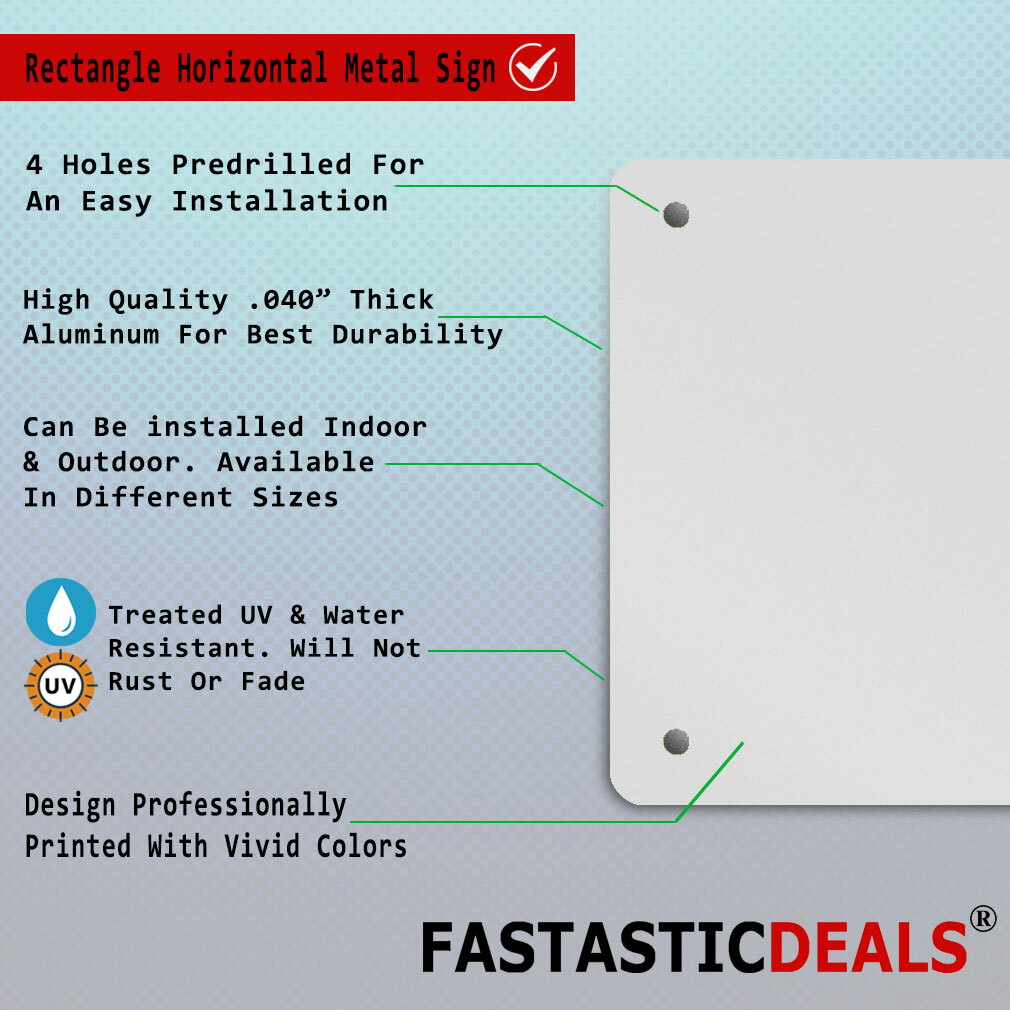 Horizontal Metal Sign Multiple Sizes Check Arrow Business Feature Department