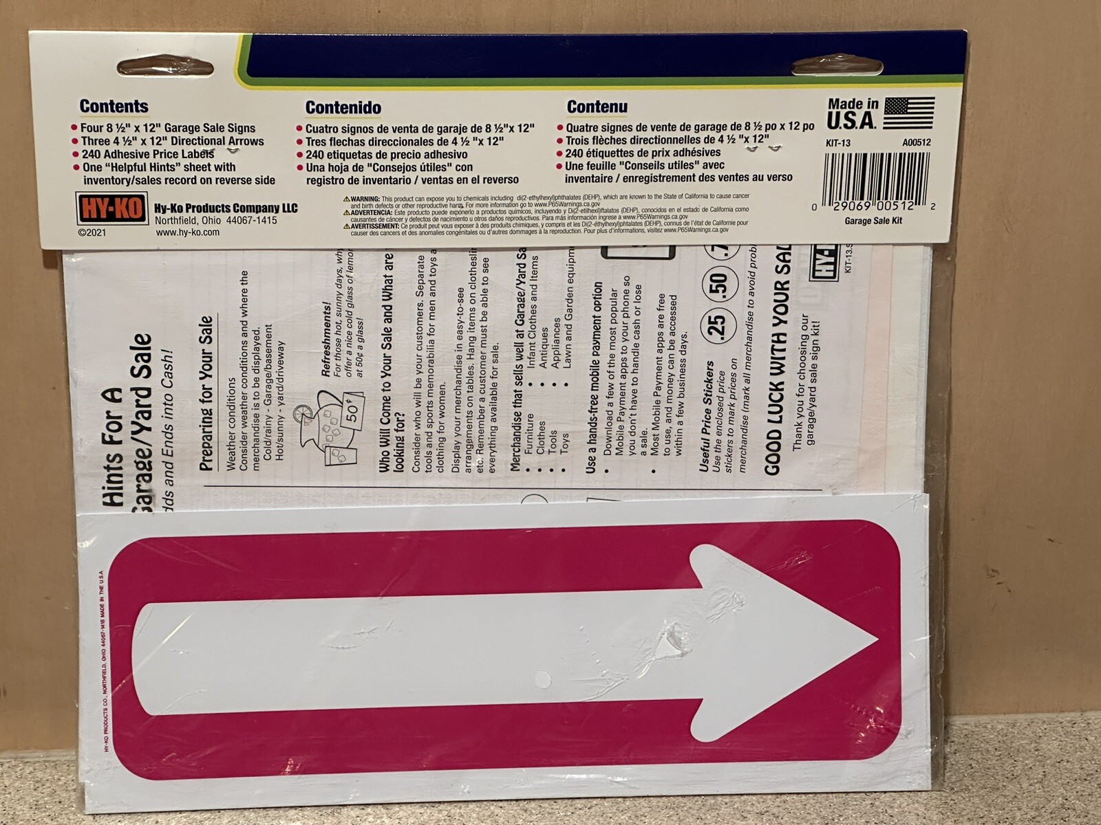 Hy-Ko Garage Sale Kit, 248 Pieces / 4- 9″ x 12″ Plastic Garage Sale Signs