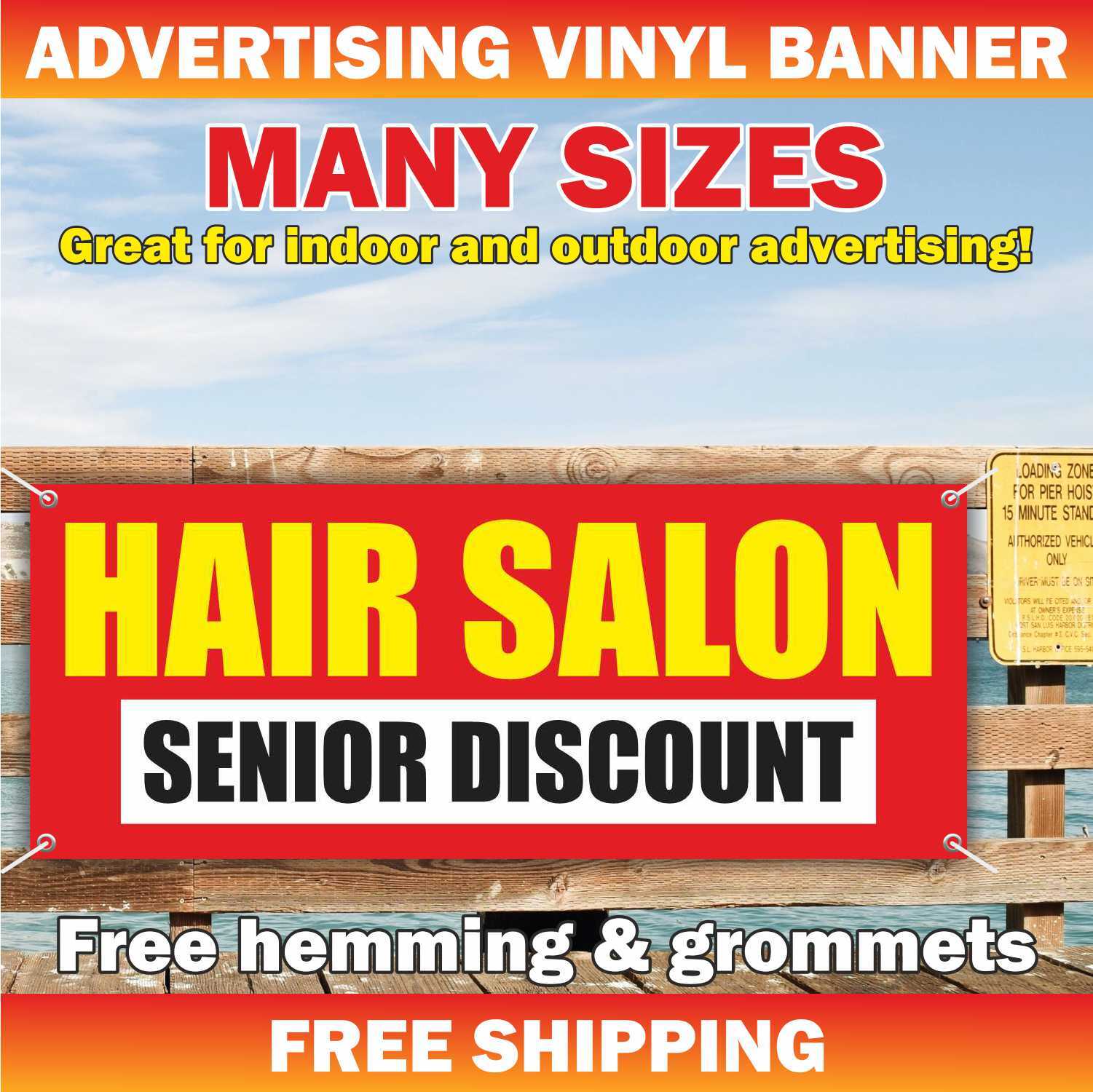 HAIR SALON SENIOR DISCOUNT Advertising Banner Vinyl Mesh Sign beauty spa barber