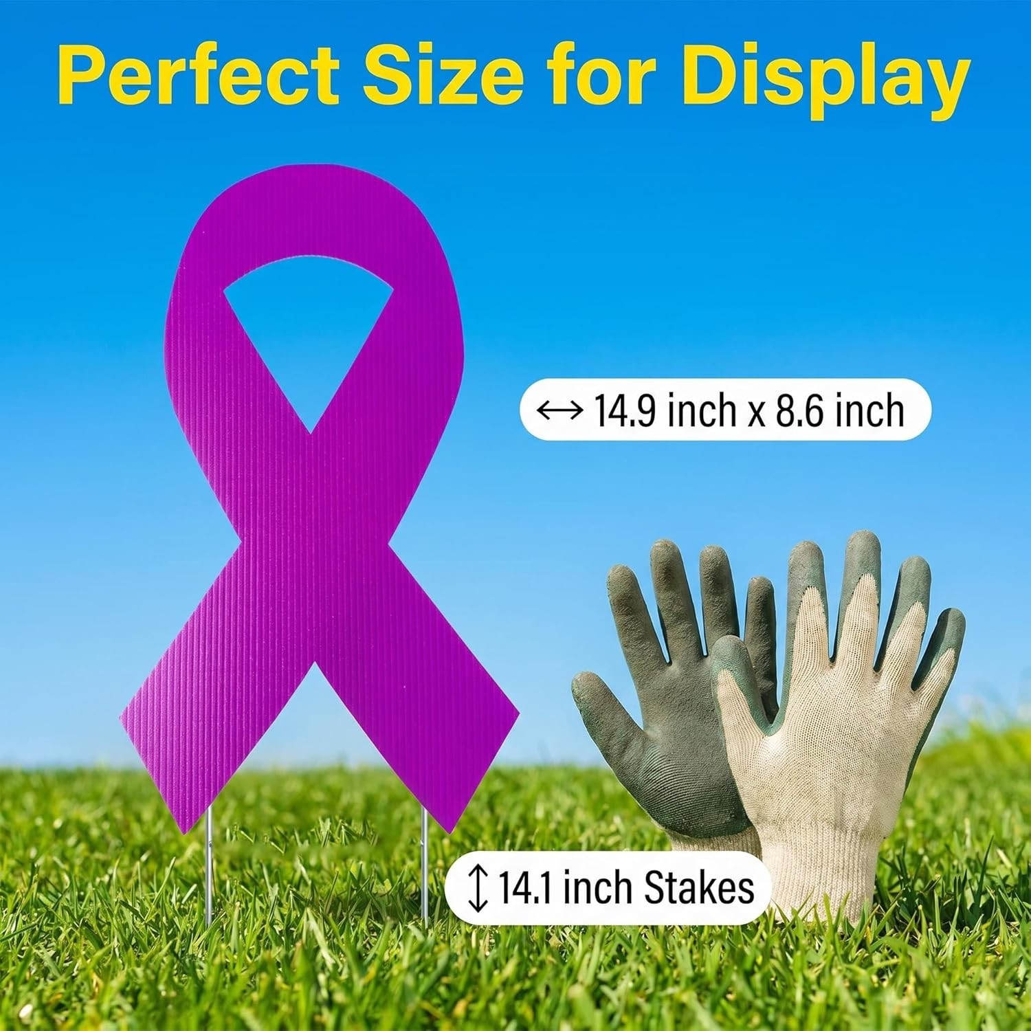 5pcs Large Ribbon Awareness Yard Signs with Metal Stakes 14″ Ribbon Health