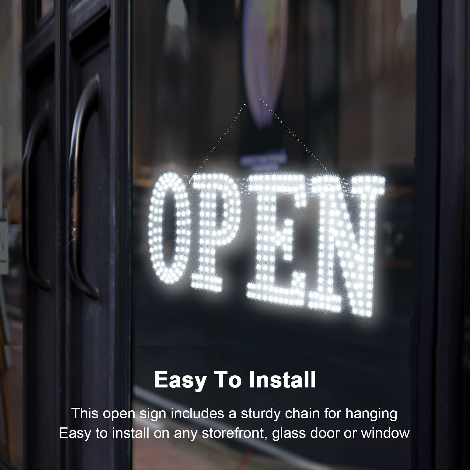 Kiiboler 30″x10″ LED Open Sign with Remote, 10 Brightness Levels, Chain for