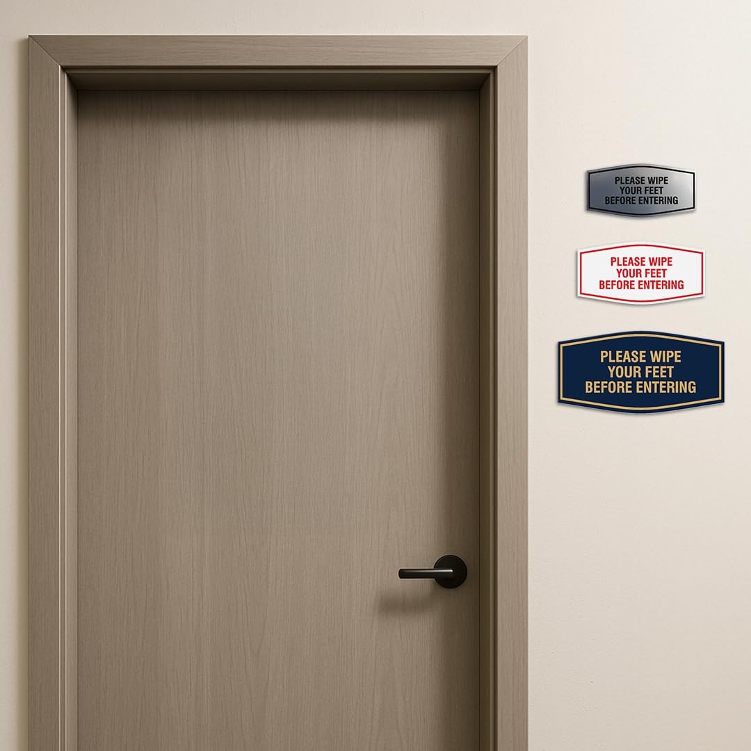 Small Black Fancy Please Wipe Your Feet Before Entering Sign Adhesive Tape