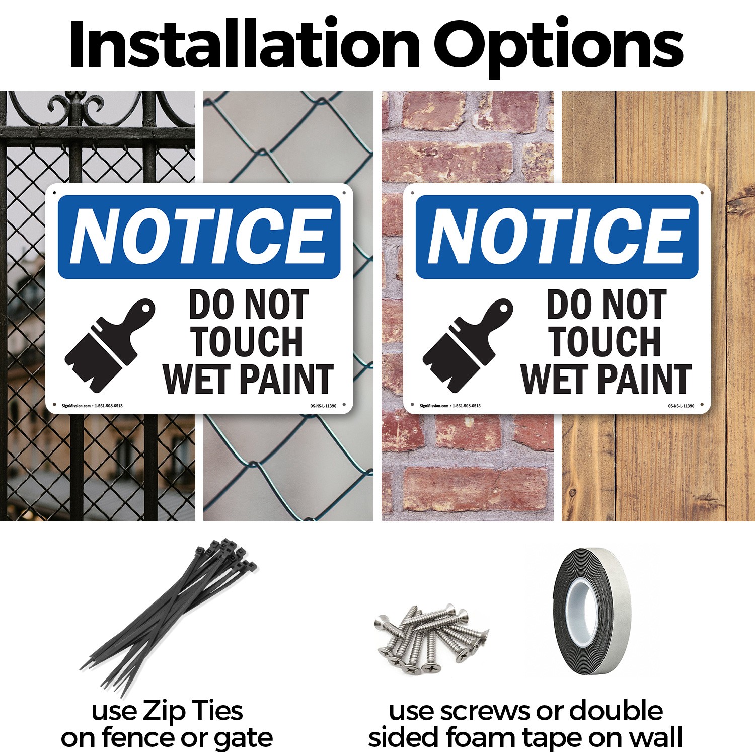 Do Not Touch Wet Paint OSHA Notice Sign Metal, Plastic, Or Decal – 5 or 10 Pack