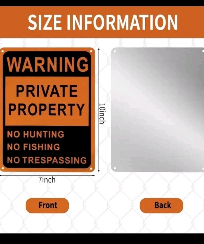 1 Pcs Private Property No Trespassing Signs Aluminum No Fishing No Hunting Sign