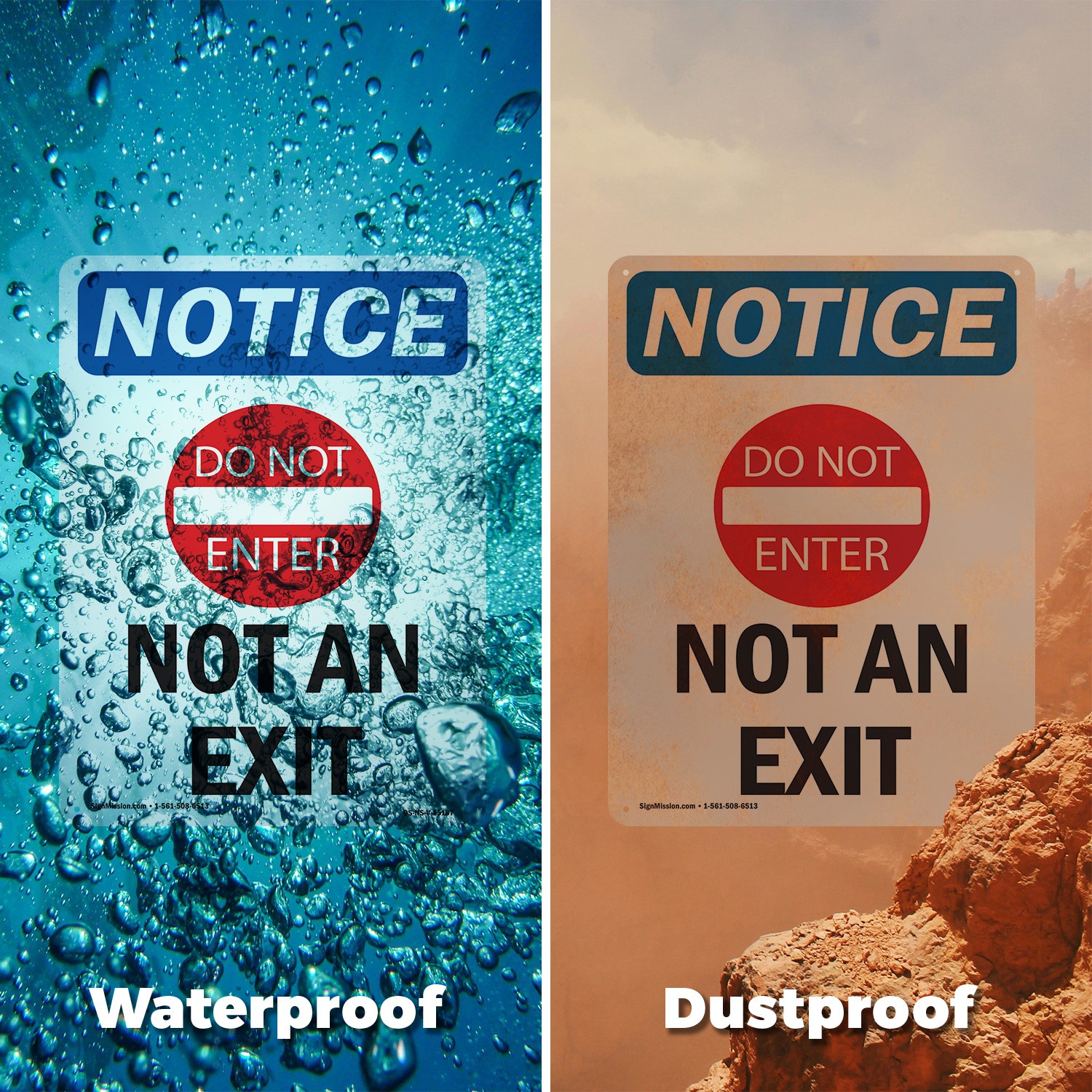 Not An Exit OSHA Notice Sign Metal, Plastic, Or Decal – 5 or 10 Pack