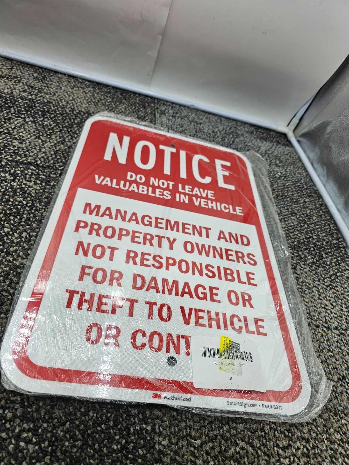SmartSign 18 x 12 inch “Notice – Do Not Leave Valuables In Vehicle” B37T