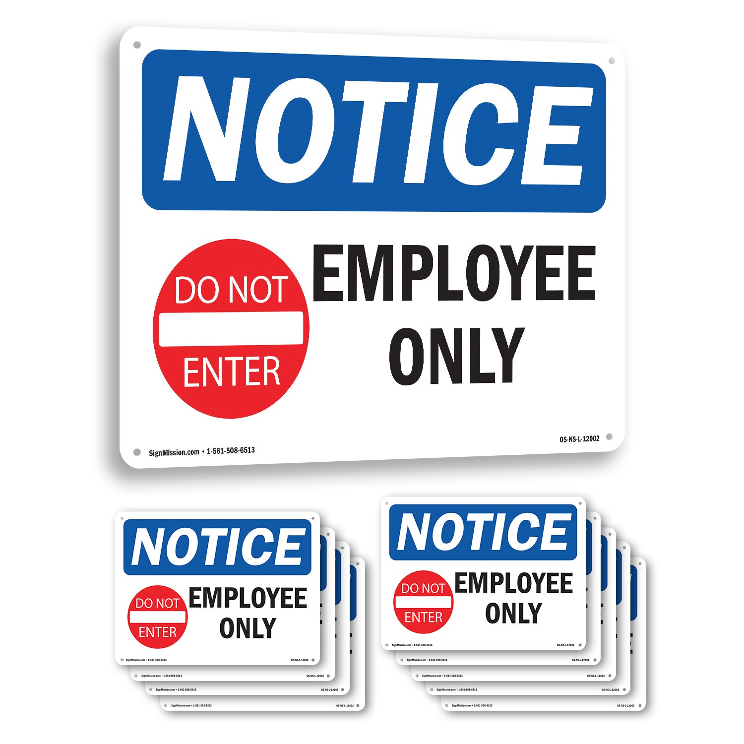 Employees Only OSHA Notice Sign Metal, Plastic, Or Decal – 5 or 10 Pack