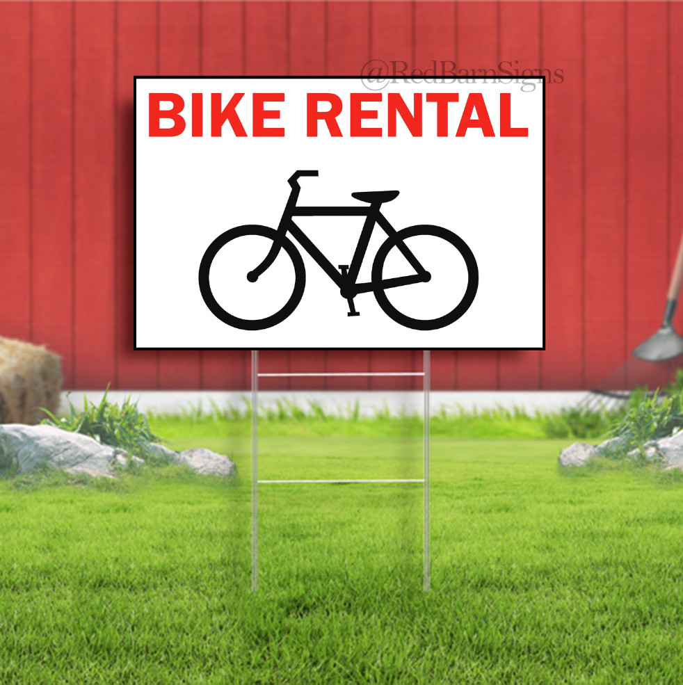 Bike Rental Indoor Outdoor Yard Sign with metal stakes