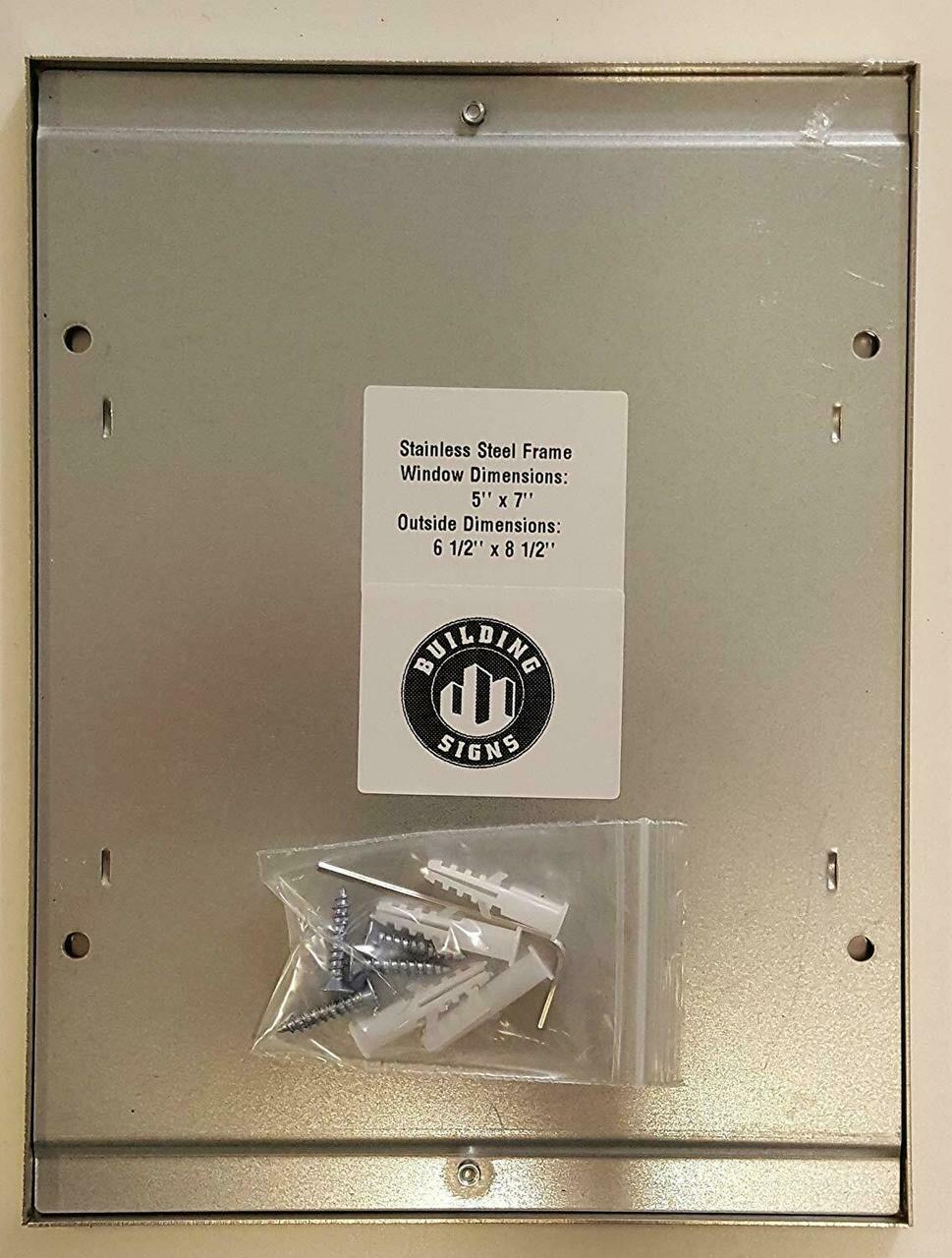 Buildingsigns.com Elevator Permit Frame 5×7 Stainless Steel