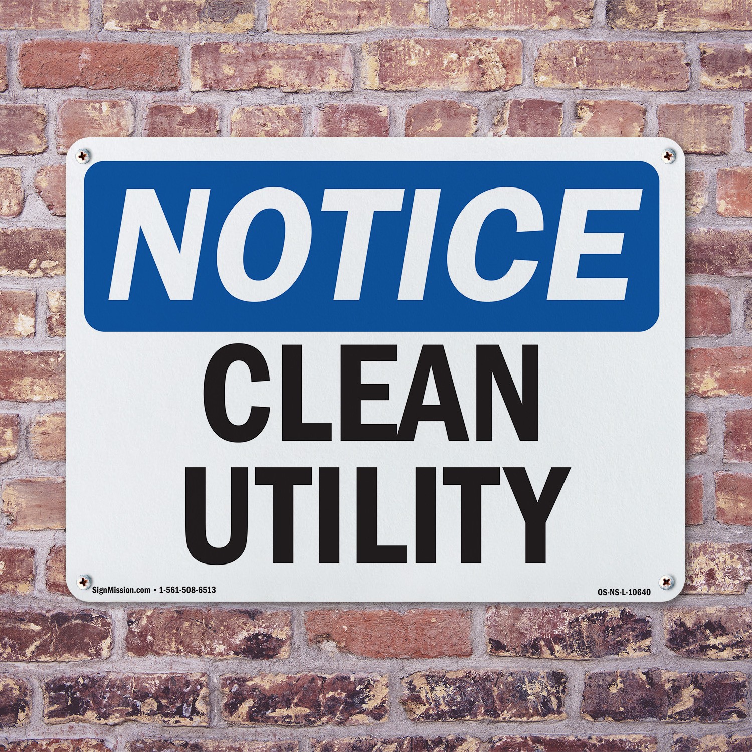 Clean Utility OSHA Notice Sign Metal, Plastic, Or Decal – 5 or 10 Pack