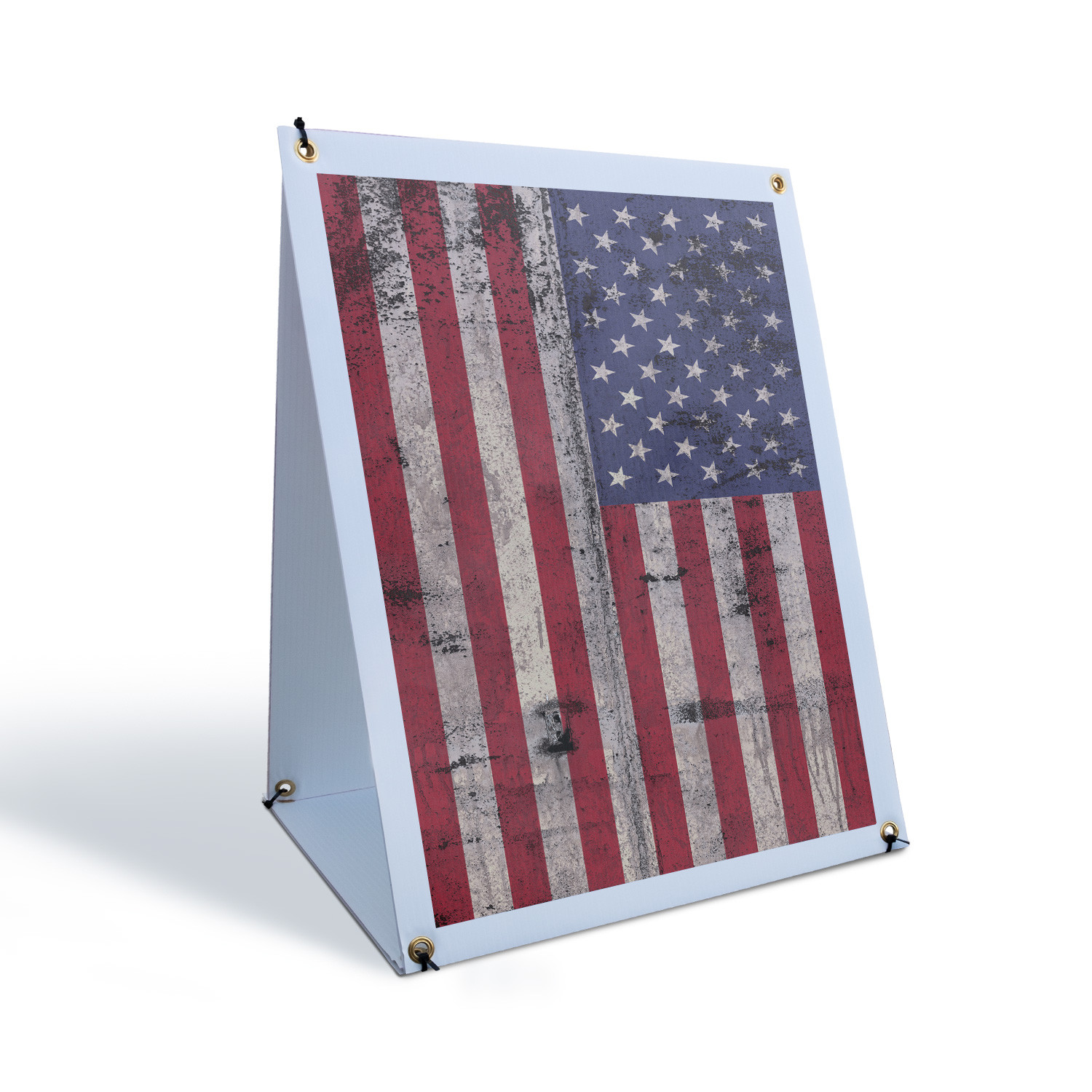 Rusty American Flag A-Frame Sidewalk Sign Patriotic Decor Vintage Durable