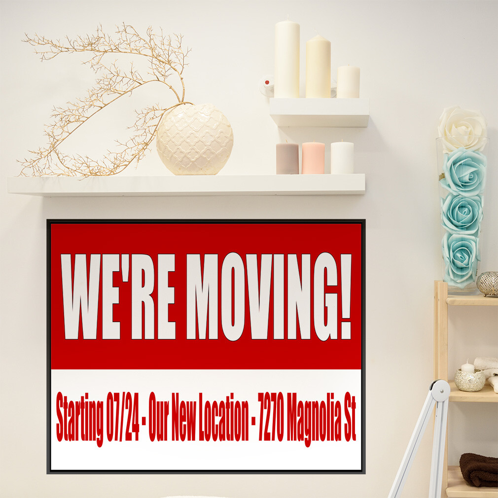 Decal Stickers We Are Moving Custom Our New Location Red Vinyl Store Sign Label