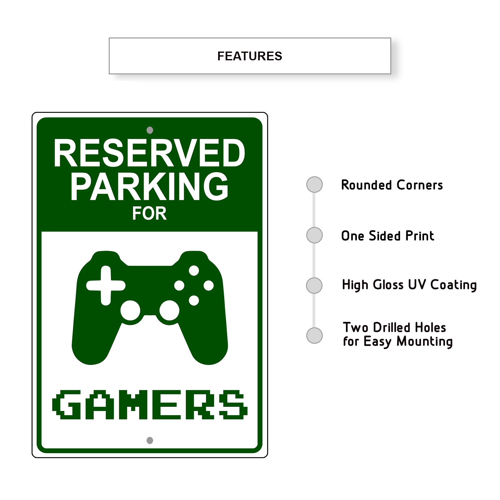 Reserved Parking For Gamers X-box Video Game Novelty Aluminum Metal Sign