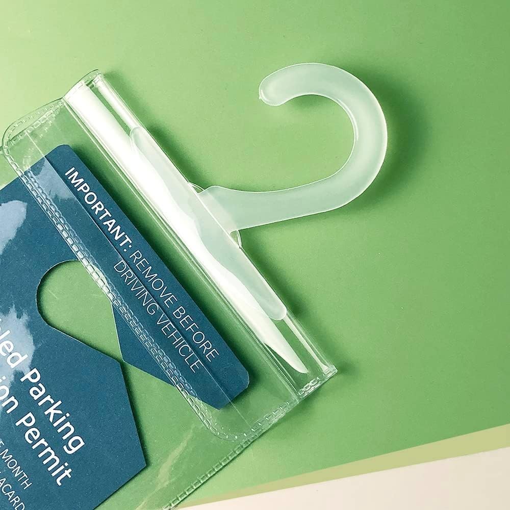 ULTRA TRANSPARENT HANDICAP PARKING PLACARD HOLDER WITH LARGE HANGER SET OF 2