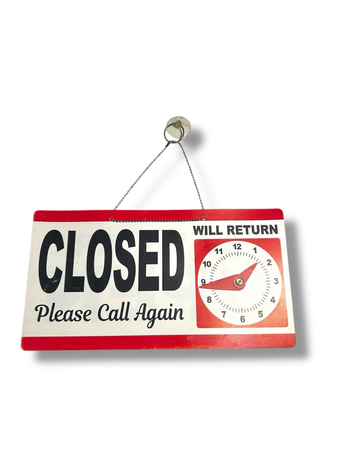 Business Sign OPEN CLOSED with RETURN CLOCK Store Signs 11.5″ x 6″ Red Trim