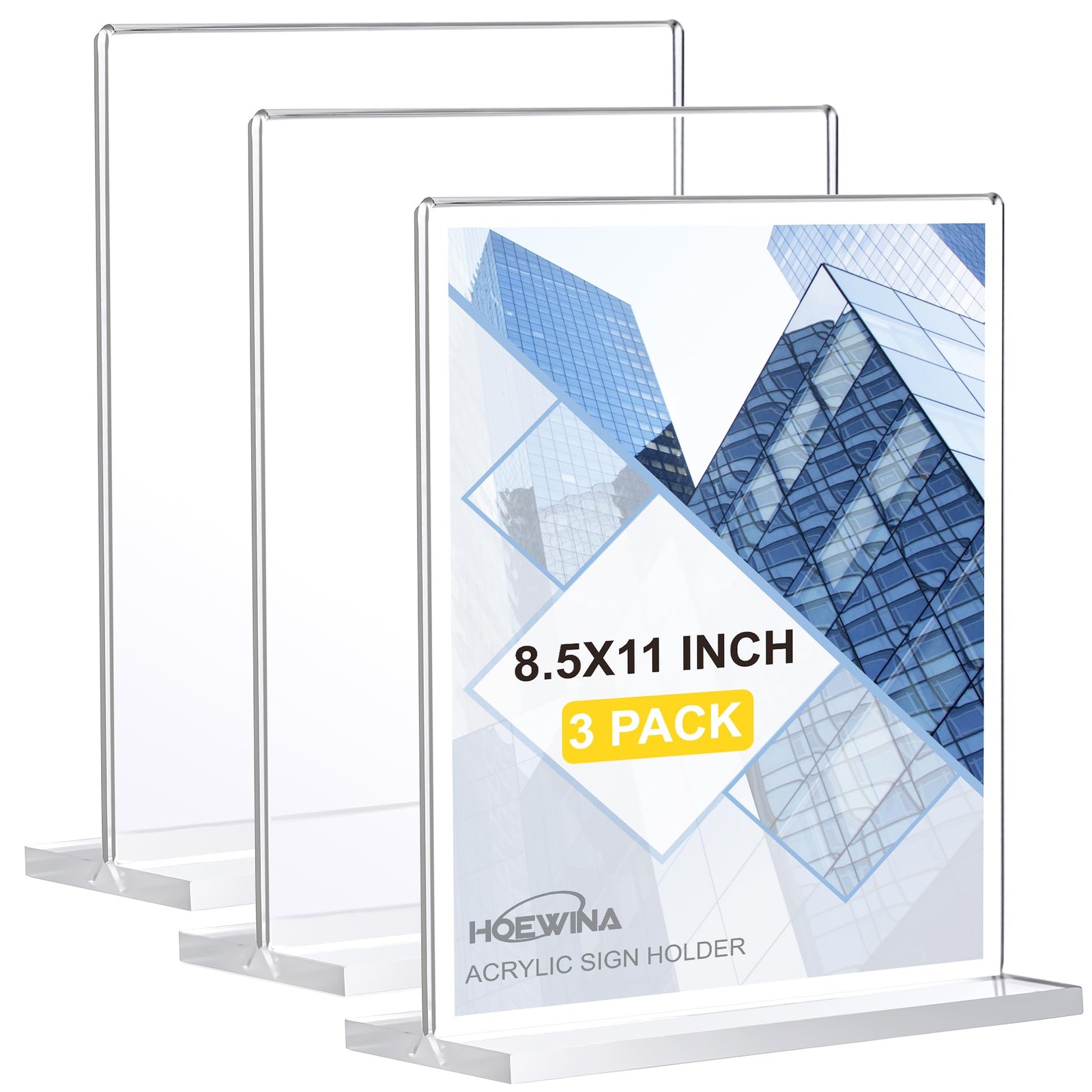 Hoewina Acrylic Sign Holder 8.5 x 11 Inch 3 Pack, Clear Display