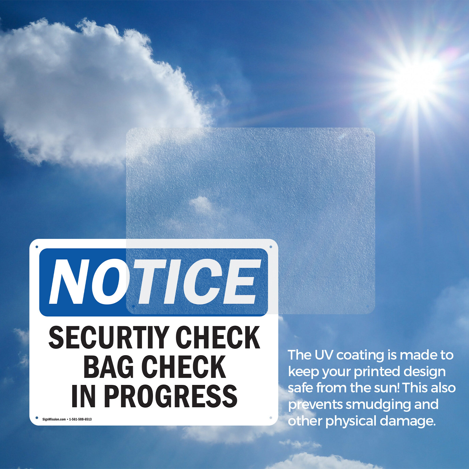 (2 Pack) Security Check Bag Check In Progress OSHA Notice Sign Decal Metal