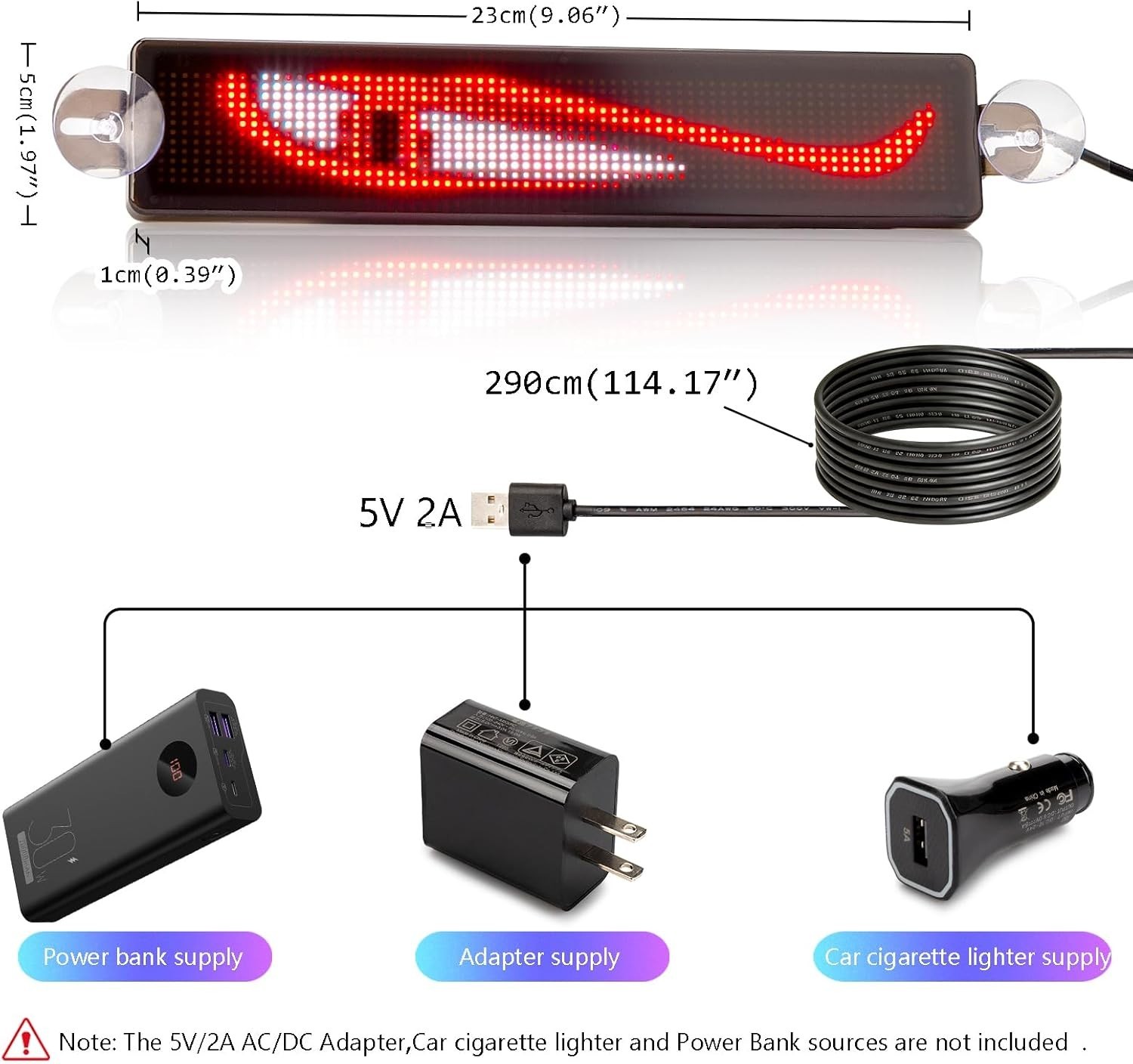 Bright RGB LED Sign with App Control – Ideal for Cars, Bars & Shops – 9×2 Inches