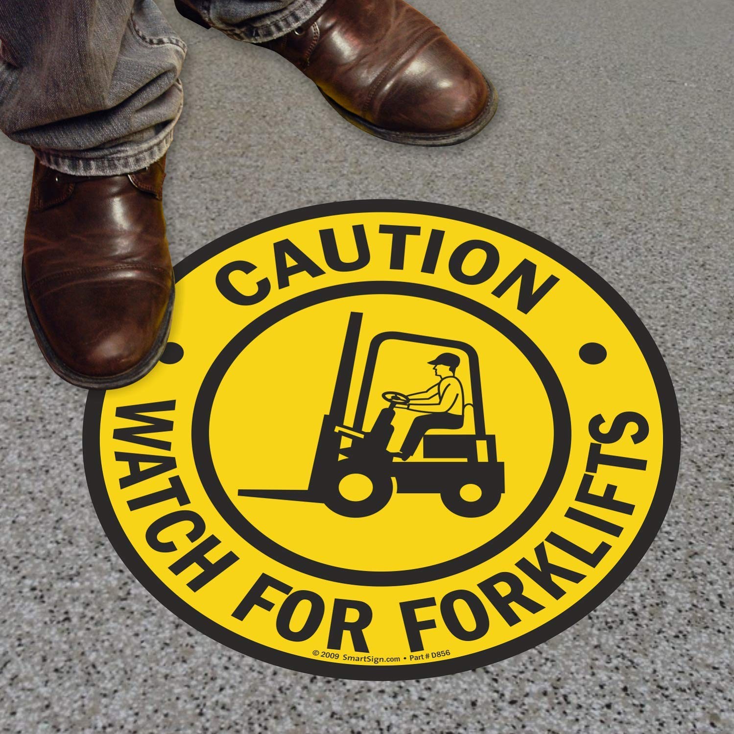 Caution Watch For Forklifts Anti Slip Adhesive Floor Sign Yellow 17×17 Inch
