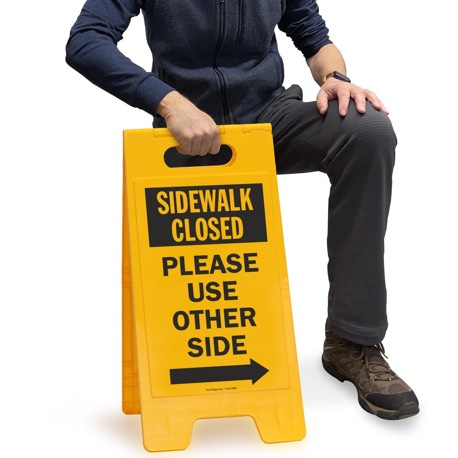 25×12 Inch Plastic 2Sided Sidewalk Closed Folding Floor Sign Black Yellow