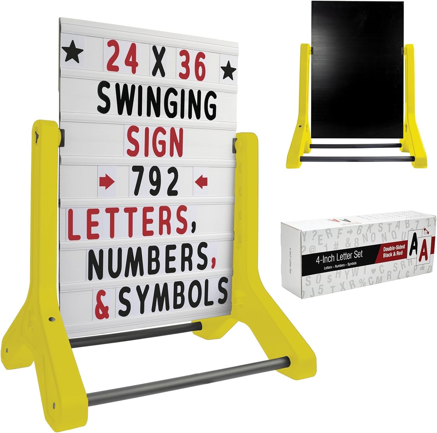 Swinging Changeable Message Sidewalk Sign 24″ x 36″ Sign W/ 792 Pre-Cut Double