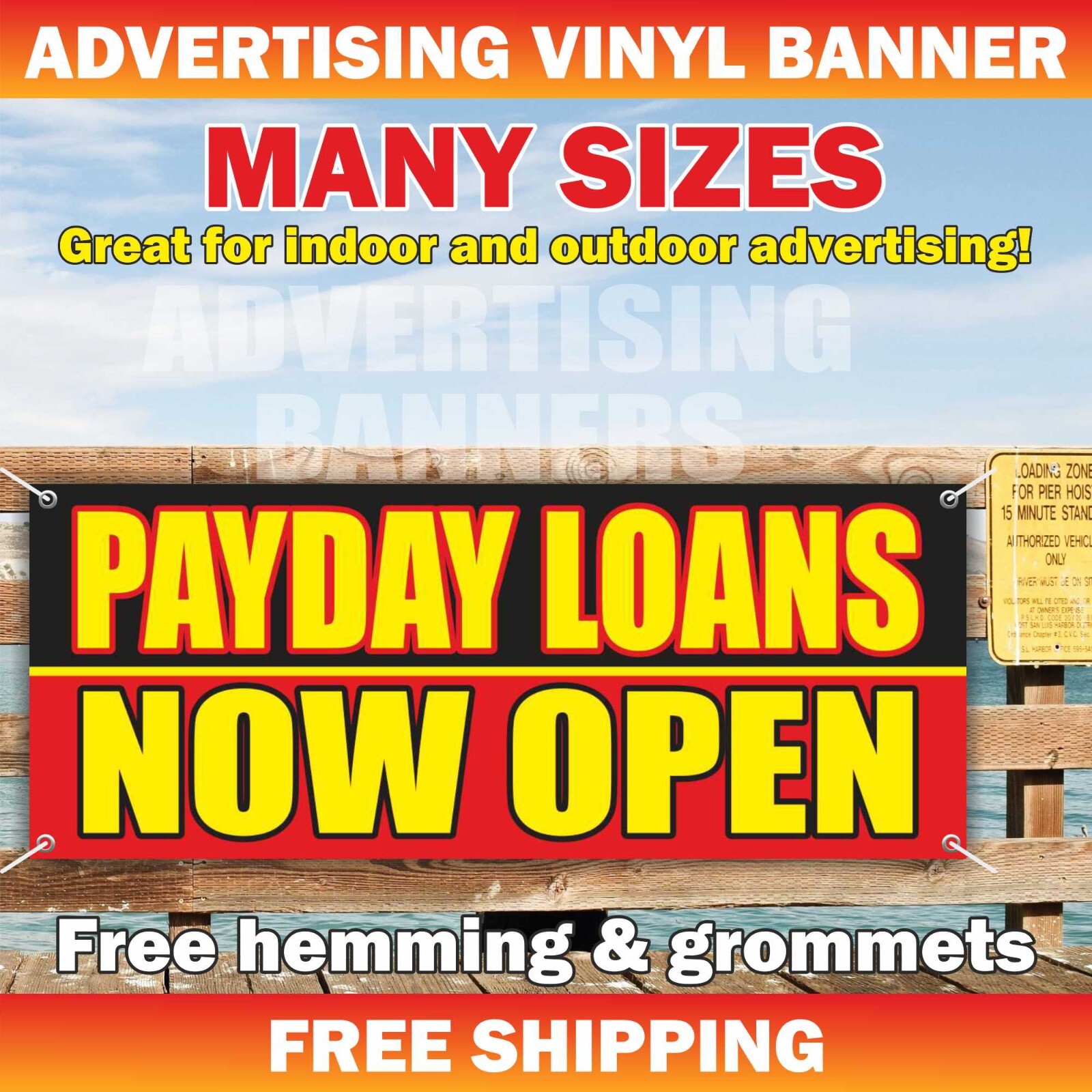 PAYDAY LOANS Open Advertising Banner Vinyl Sign check money store cash advance