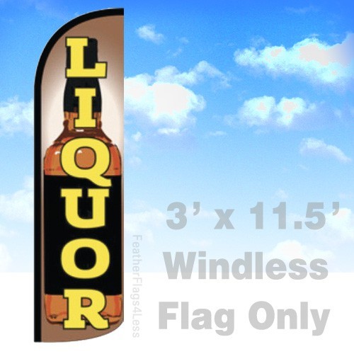 LIQUOR Windless Swooper Flag 3×11.5′ Feather Banner Sign – q