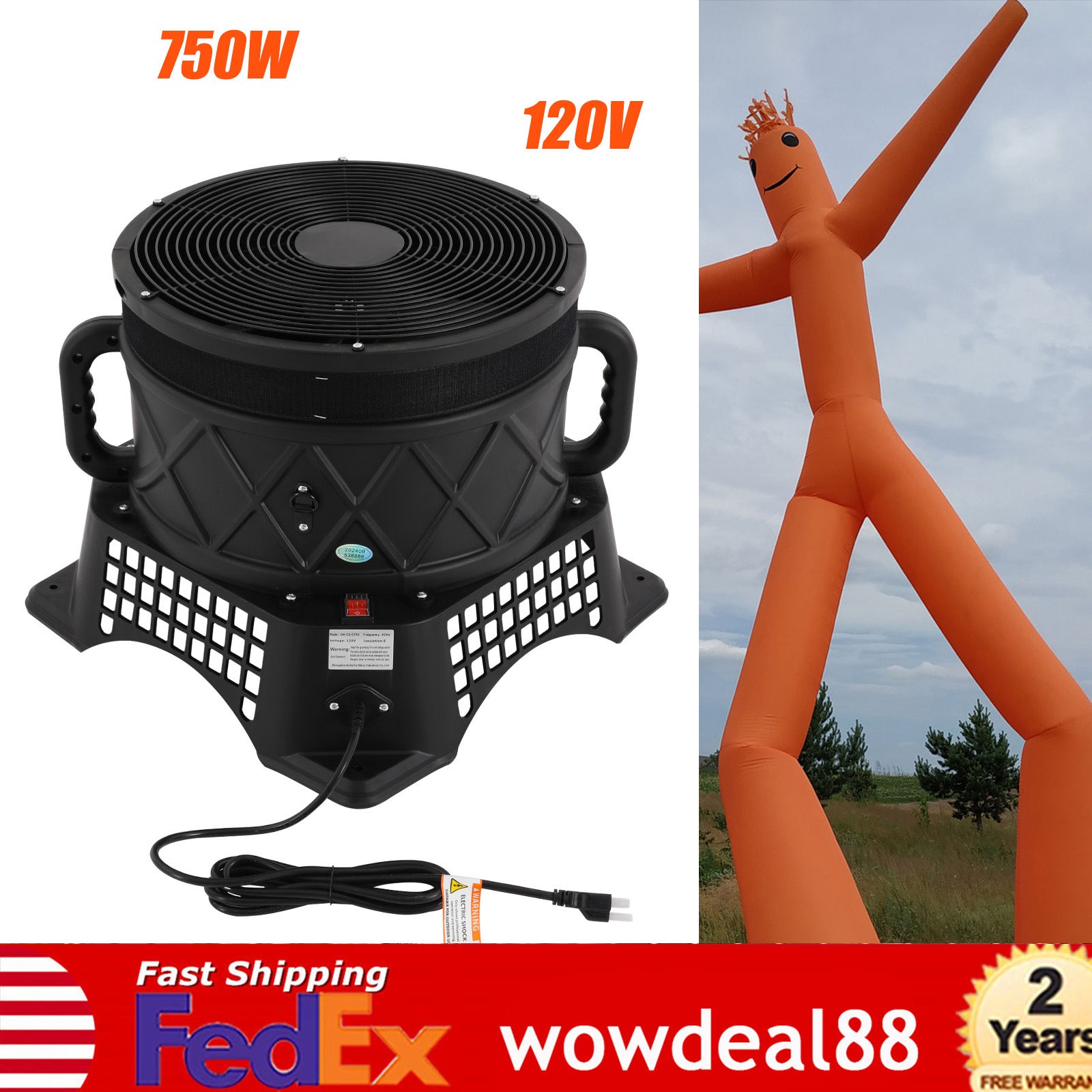 Blower Fan, Air Blower Fan, Blower for Inflatable Waving Puppet 750W 3400 RPM