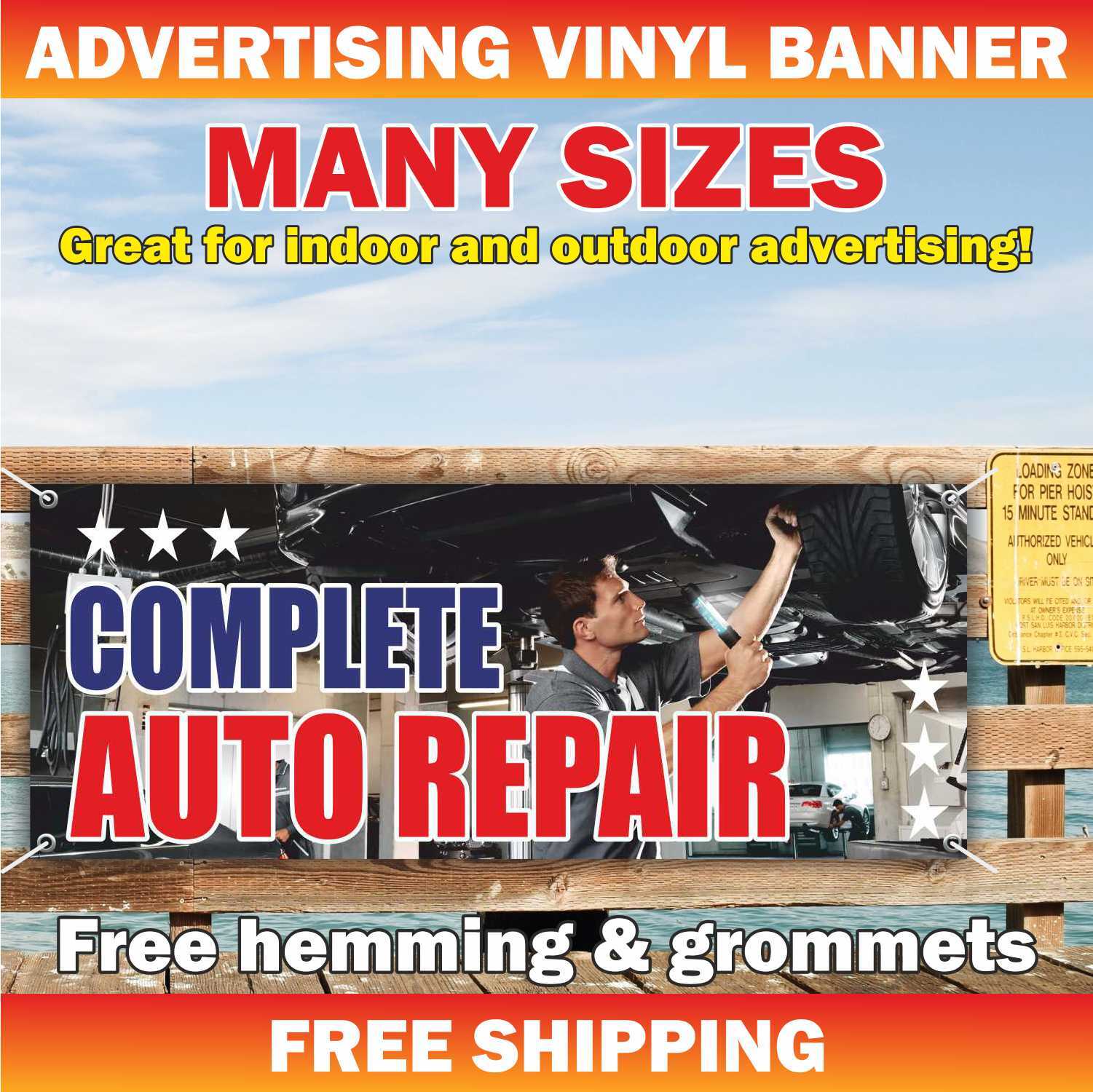 AUTO REPAIR Advertising Banner Vinyl Mesh Sign service mechanic check diagnostic