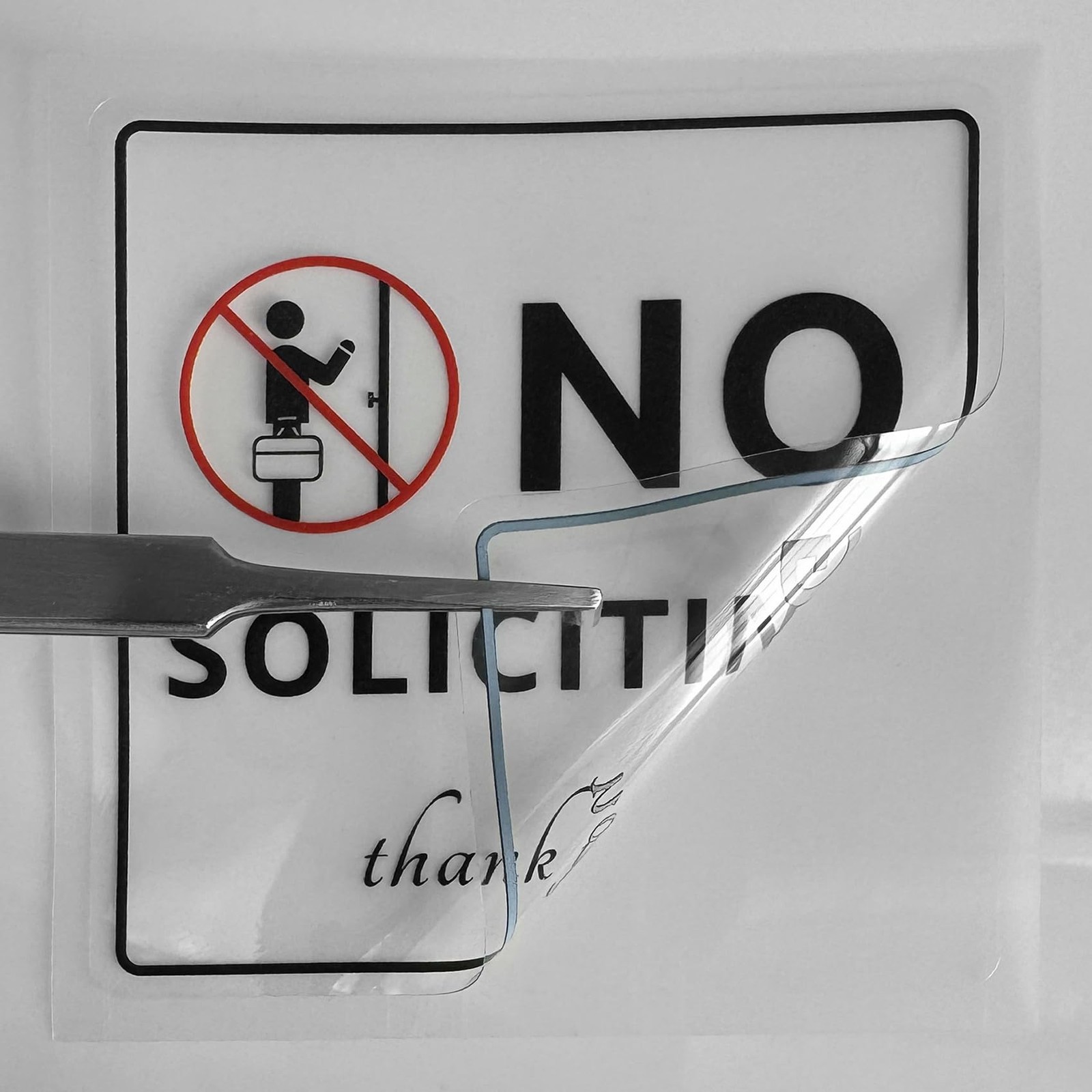 dealzEpic – Clear Transparent No Soliciting Sign Decal – Durable PVC Material…