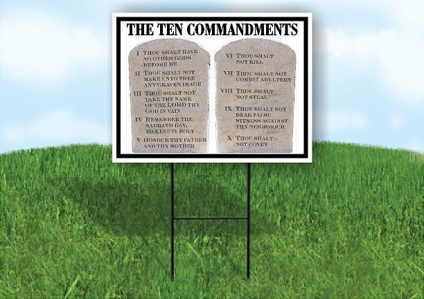 The Ten Commandments 18 in x 24 in Yard Sign Road Sign With Stand