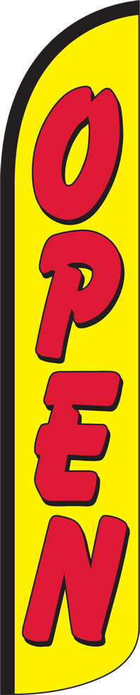 Open Yellow/Red 15′ Tall Windless Swooper Feather Banner Flag & Pole Kit