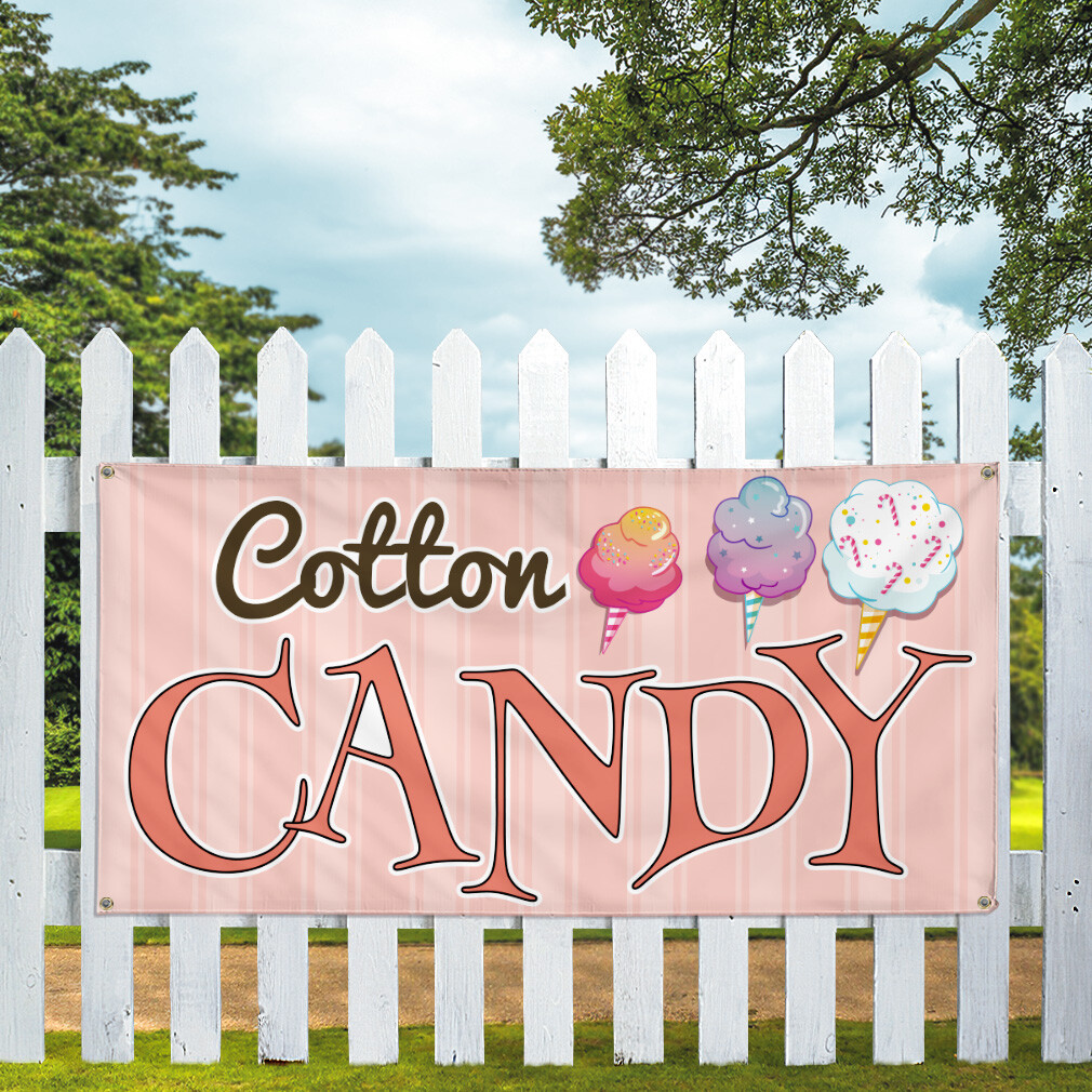 Vinyl Banner Multiple Sizes Cotton Candy Outdoor Advertising Printing A Retail